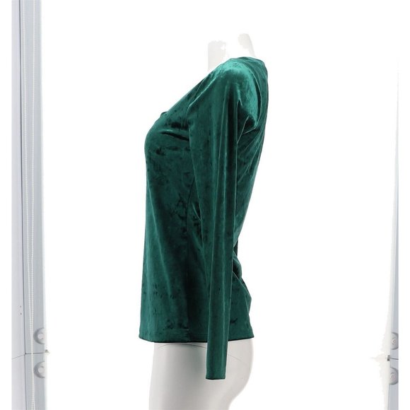 NWT SKINNYGIRL GIANA CRUSHED VELVET SQUARE NECK TOP BOTANICAL GARDEN GREEN MED. - Picture 4 of 13